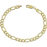 Kooljewelry 14k Yellow Gold Filled Men's Solid 6 mm High Polish Figaro Link Bracelet (8.5 inch)