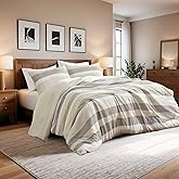 Regency Heights King Comforter Set, 3 Pieces Striped Bed Set, Soft Brushed Microfiber Reversible Bedding Set for All Season, Lightweight & Breathable Bedding Set with Comforter & Shams, Neutral