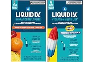 Liquid I.V. Hydration Multiplier Electrolyte Drink Mix for Accelerated Hydration Tropical Punch Firecracker with Vitamins B3,