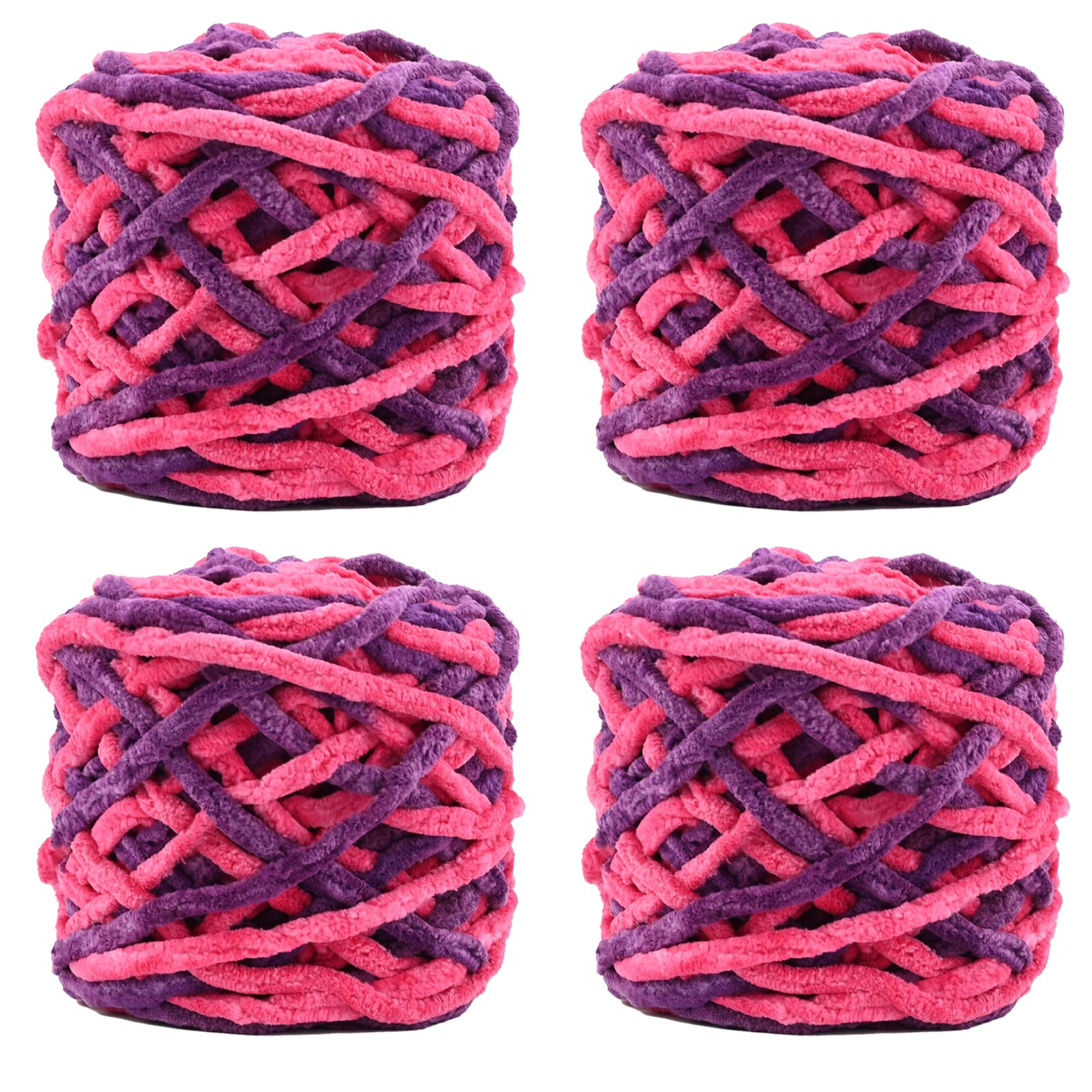 Knitting Wool Yarn 4 x 100g Multi-Colored Soft Chunky Yarn for Crochet Projects Making Plush Balls Handmade Bags Sweaters Shoes Hats Sweaters Blankets Scarves — image 1