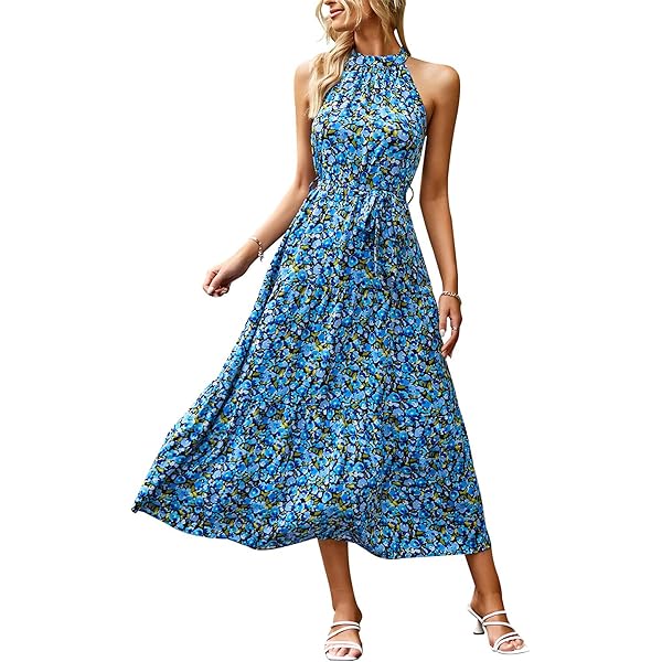 Women's Spring Summer Bohemian Floral Maxi Dress, Paisley Print Colorful  Shirred V Neck Short Sleeve Boho Maxi Dress(Small, Blue) at Amazon Women's  Clothing store