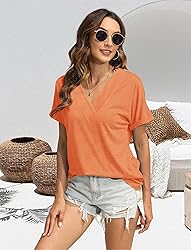 EyMuse T Shirts for Women Short Sleeve V Neck Basic