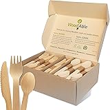 WoodAble - Disposable Wooden Forks, Spoons, Knives Set | Alternative to Plastic Cutlery - FSC Certified - Eco Biodegradable R