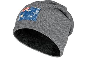 Vintage Australia Flag Plush Beanie for Men Women Fashion Fleece Winter Hat Pullover Skull Cap