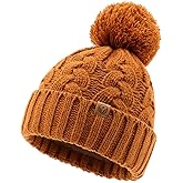 FUOITA Toddler Winter Hat Toddler Pom Pom Beanie Kids Warm Lined Knit Hat Baby Winter Hats for Girls Boys 3M-8T