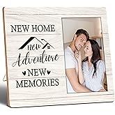 SSQBZU Housewarming Gifts New Home New Adventure New Memories, 4x6 Picture Frame, Wooden Photo Frame, Housewarming Party Decorations, Wall Mount & Table Top, New Home Essentials.(031)