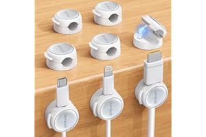 Magnetic Cable Clips Cord Organizer - Lamicall 8Pack [Crystal-Clear & Silver Shine] Cable Management Holder for Phone Charging Cord, Strong Adhesive for Nightstand, Home Office Desk Decor Accessories