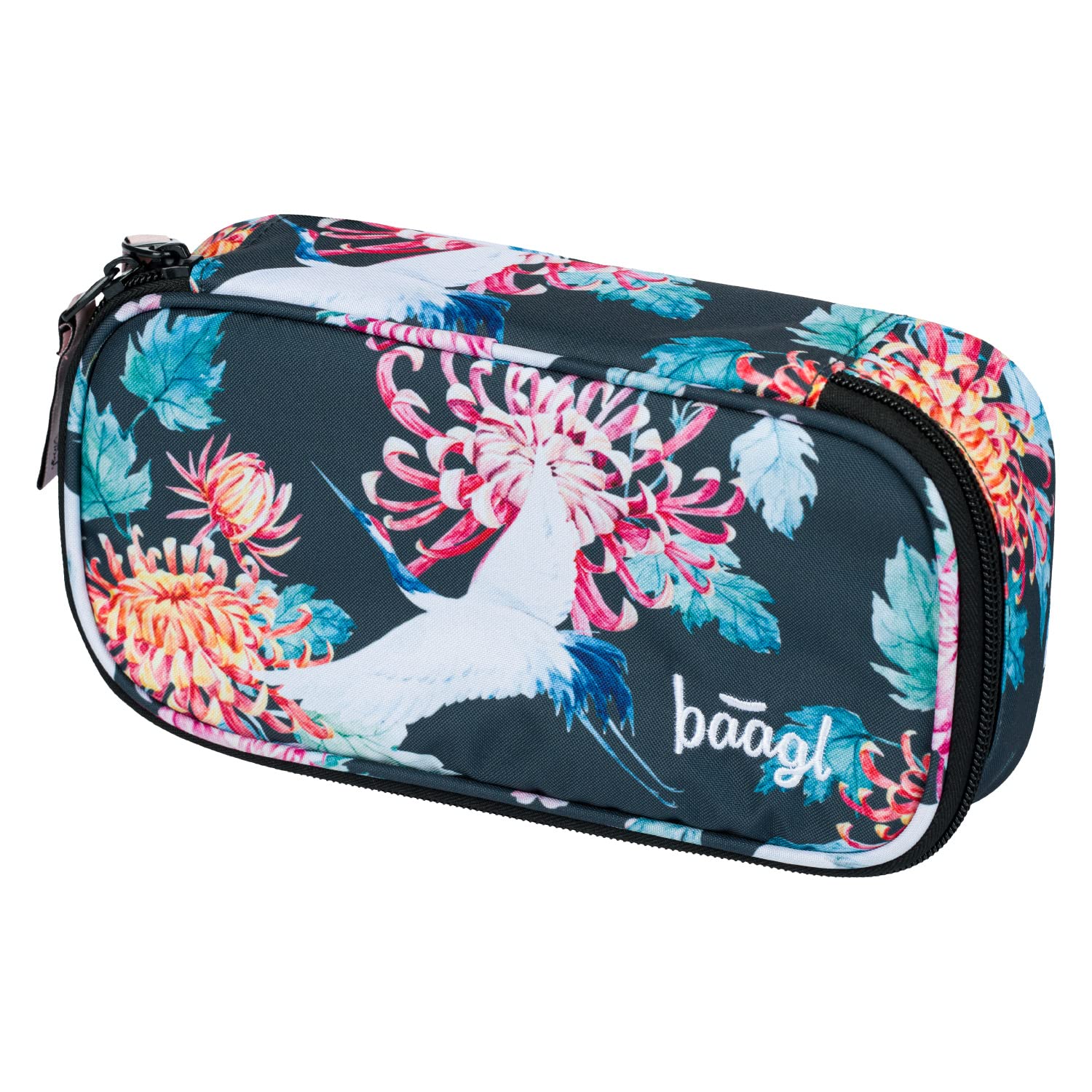 Baagl Birds Pencil Case - 2 Compartments School Supplies Case for Girls & Boys - Spacious Storage with Pen Holders, Inner Zip Pocket, Transparent Timetable Compartment — image 1