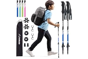 TrailBuddy Collapsible Hiking Poles for Kids - Pack of 2 Trekking Poles for Hiking, Camping & Backpacking - Lightweight, Adjustable Aluminum Walking Sticks with EVA Grip