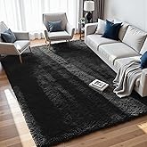 8x10 Area Rugs for Living Room Rug: Soft Fluffy Shag Black Rugs for Bedroom, Non-Slip Large Fuzzy Plush Rug Indoor Floor Carpet for Nursery Kids Boys Girls Room, Dorms, Playroom, Modern Home Decor