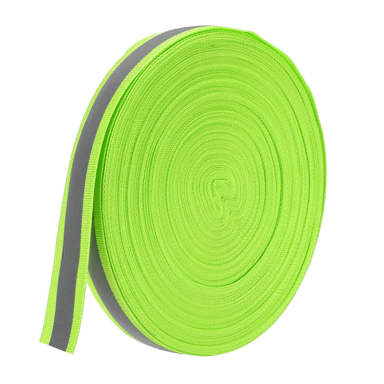 PATIKIL Reflective Tape Strip, 20mm x 50yards High Visibility Reflective Tape Sew-on DIY Warning Safety Fabric Webbing for Clothing Raincoats, Fluorescent Green — image 1