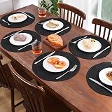 Pauwer Woven Round Placemats Set of 6 Black 38 cm Non Slip Heat Resistant view 8