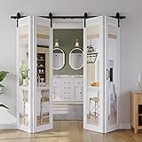 Bifold Barn Door 72"（18" x4） x 84", 1 Lites