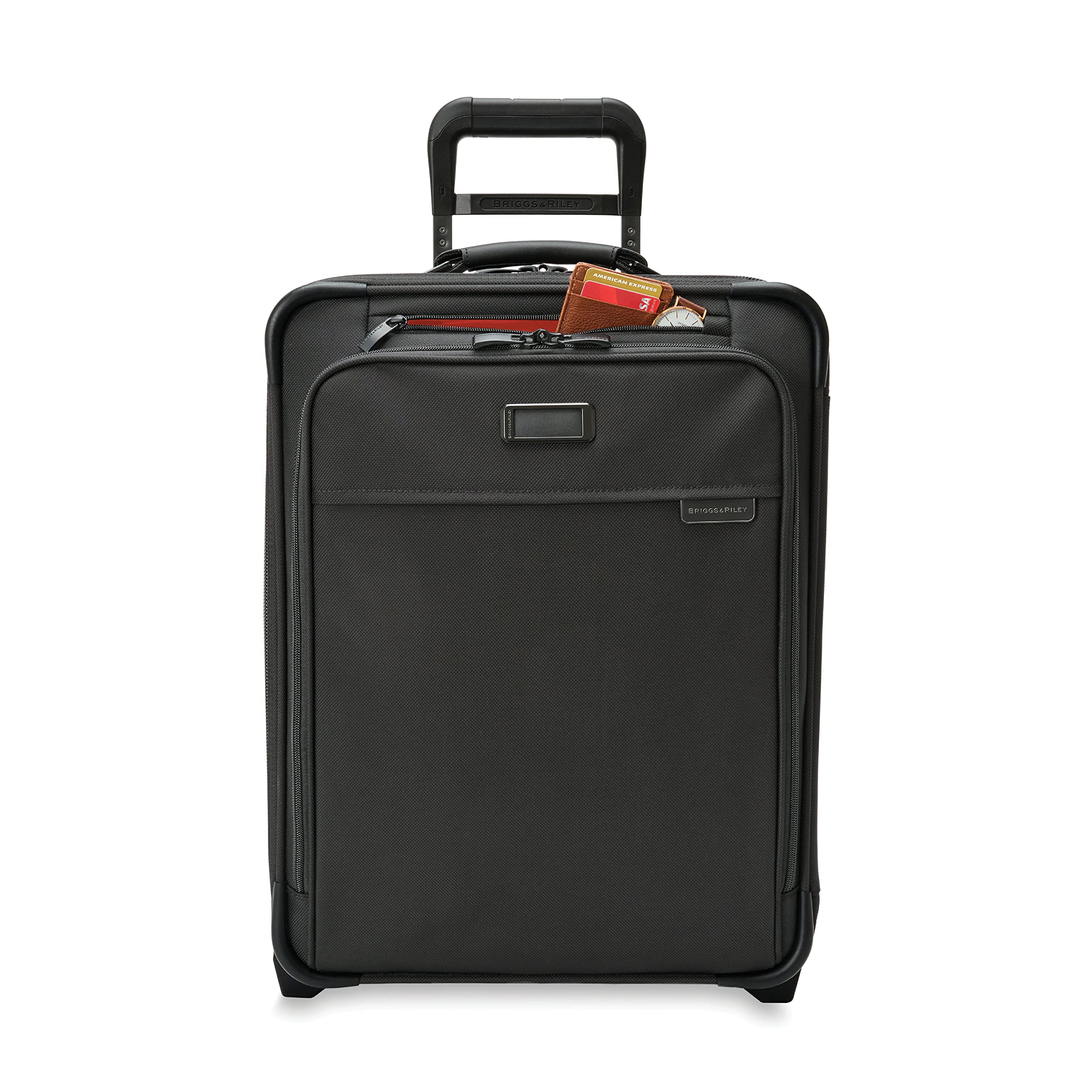 Briggs & Riley Global 2-Wheel Expandable Carry On - Luggage for International Travel, Suitcases with Wheels, Softside Rolling Bag for Men & Women, Self-Repairing Zipper - Baseline Collection, Black