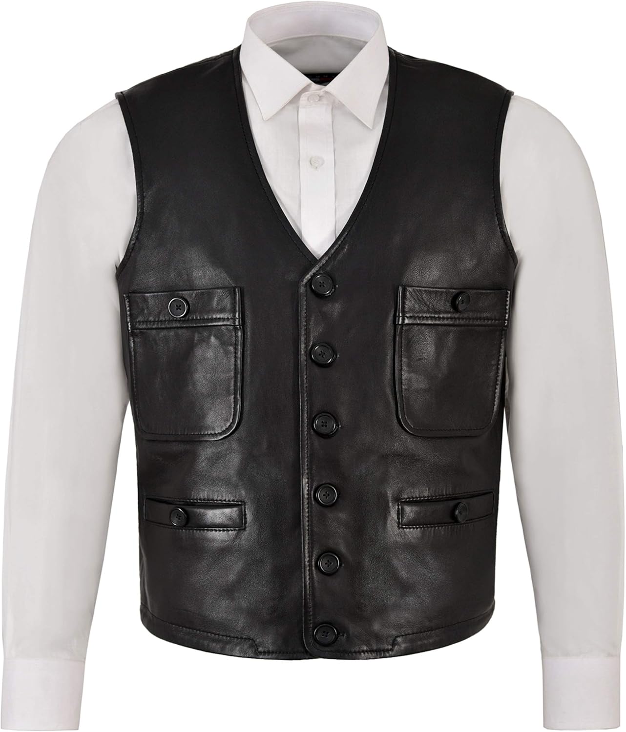 Men Classic Leather Waistcoat Motorcycle Biker Vest NiceFit 100