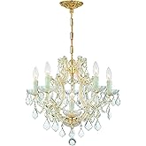 Maria Theresa 6 Light Clear Italian Crystal Gold Chandelier