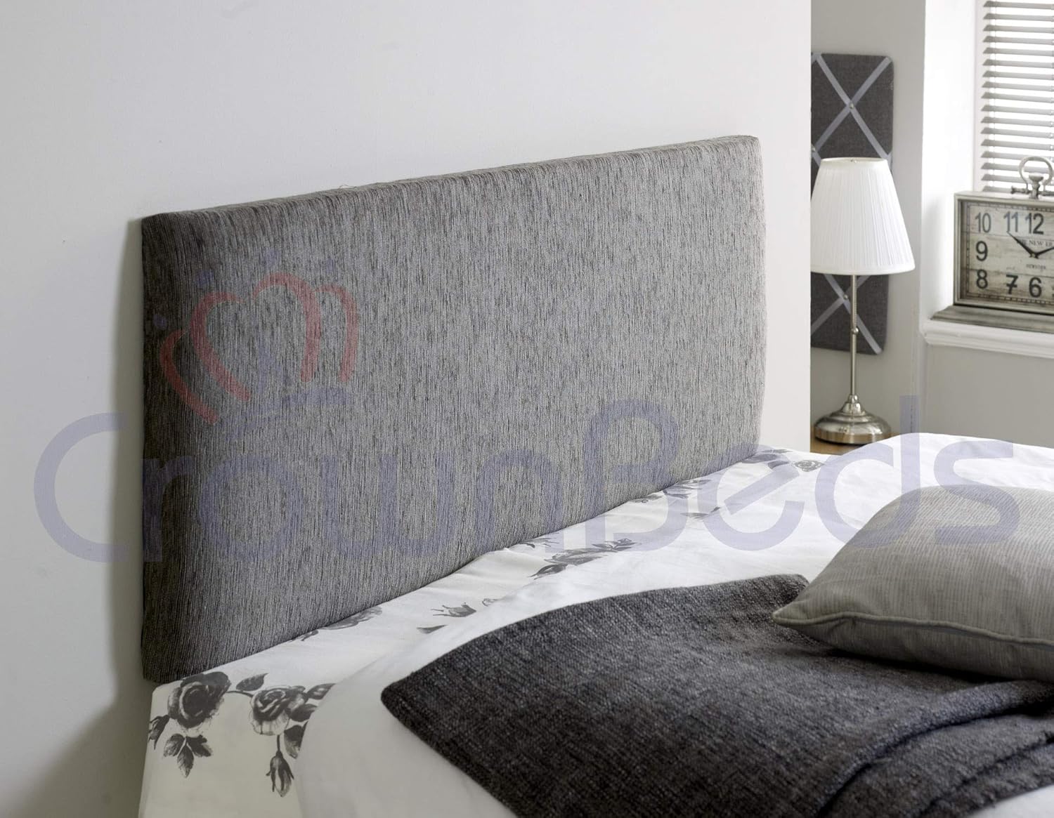 New Plain Chenille Headboard In 2ft6,3ft,4ft,4ft6,5ft,6ft (Grey, 4ft (small double)) Amazon.co
