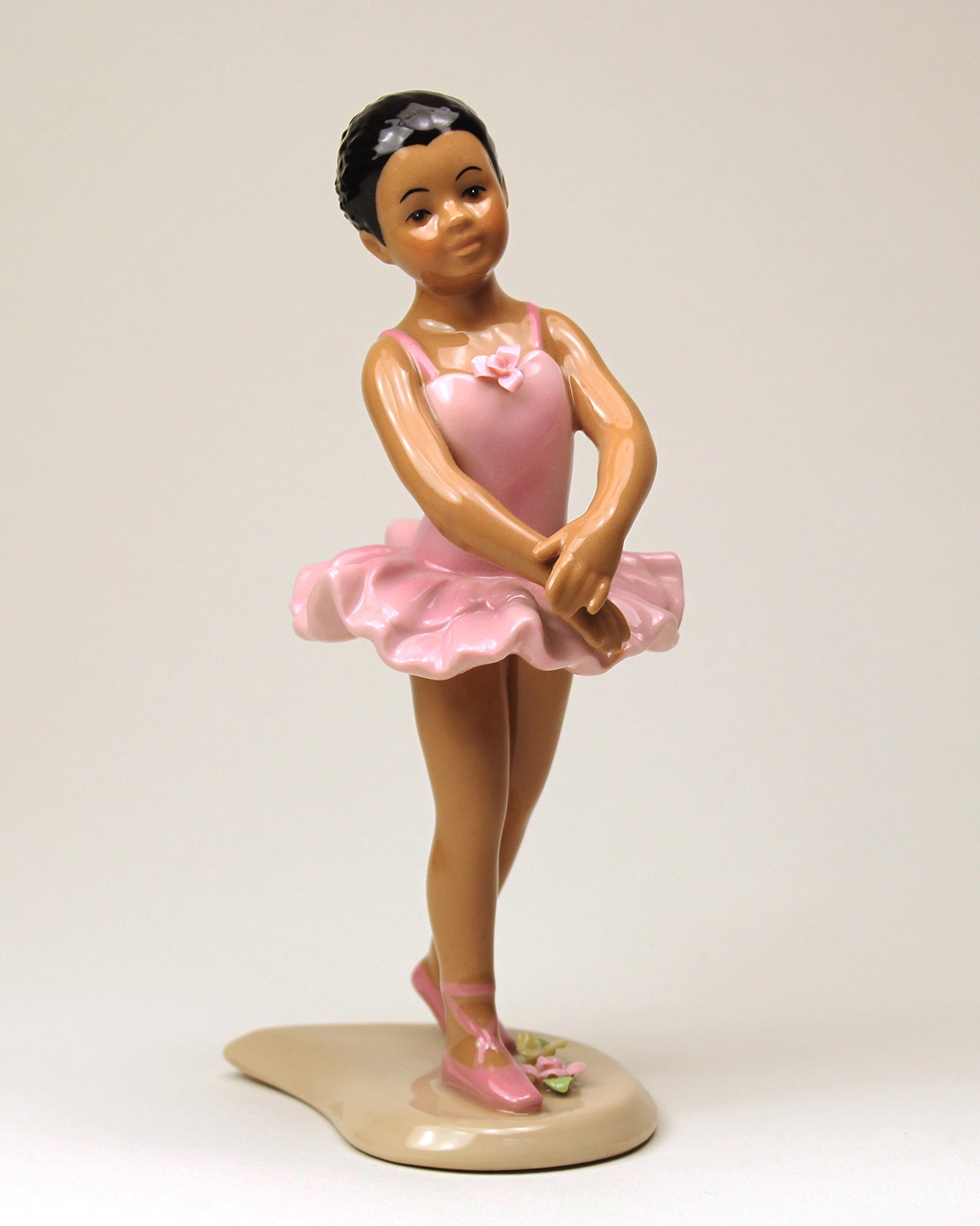 Cosmos Gifts African American Ceramic Ballerina, Pink, 2 3/4" x 3" x 6 1/8" H