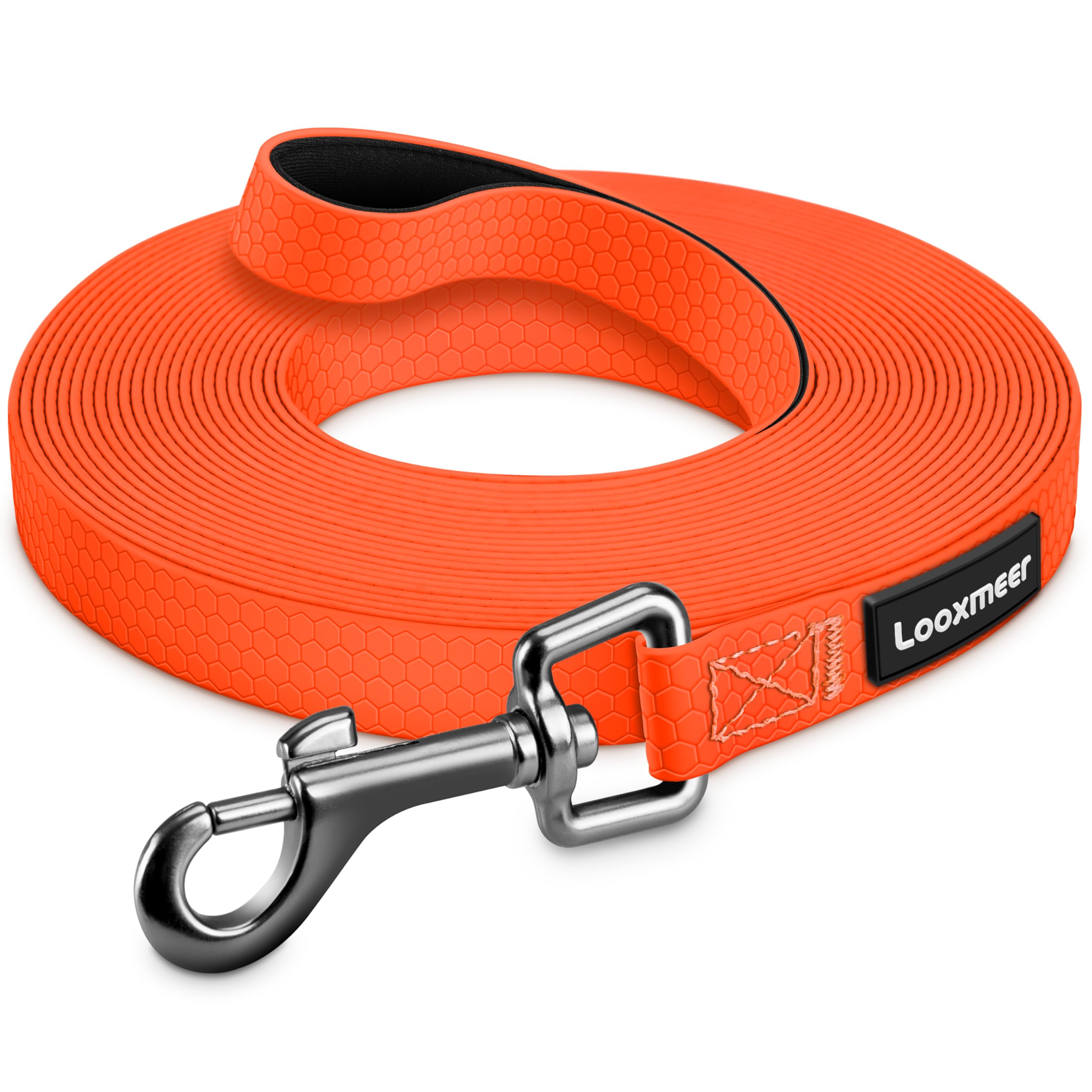 Looxmeer Training Lead for Dogs, 3m Waterproof Long Line Dog Lead for Large Medium Small Dogs, Recall Obedience Dog Training Leads, Padded Handle & Storage Bag, Pet Leash for Tracking Camping, Orange โ image 1