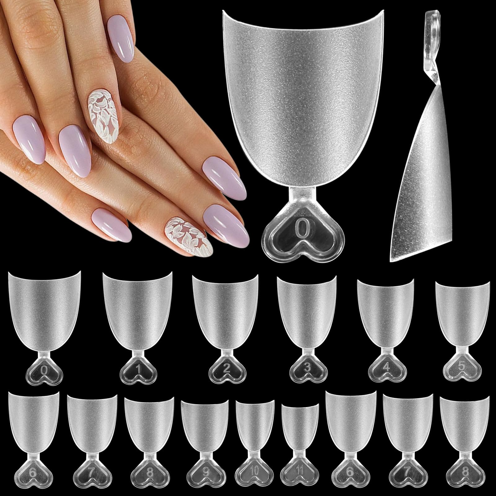JSRQT 240Pcs Short Oval French Nail Tips, 12 Size Half Cover Matte Fake Nail, Gel False French Tip with Handle for Extension, Press on Nail DIY Manicure
