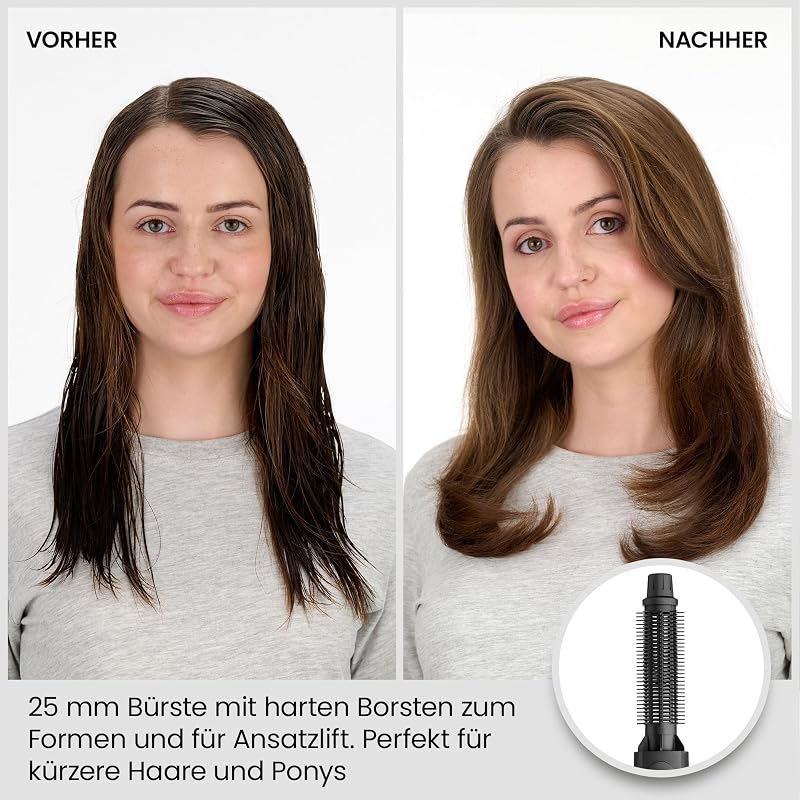 Smooth Finish 1200 – 4‑in‑1 Warmluftbürste zum Trocknen, Formen, Glätten & Volumenstyling, Ionen‑ & Keramiktechnologie, 4 Aufsätze, 1200W, Schwarz/Pink, AS122E