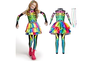 Spooktacular Creations Halloween Kids Skeleton Costume, Funky Punky Bone Skeleton Deluxe Costume, Halloween Girls Outfit