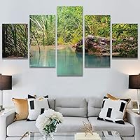 SIGNWIN 5 Panel Canvas Wall Art Modern Art Expressive Farmhouse/Country Landscape Mountain Top Multicolor Photography for Home Decorations Ready to Hang - 60