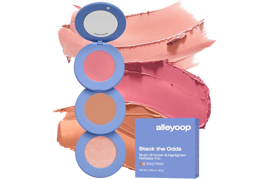 Alleyoop Stack The Odds – Stackable Makeup Palette – Cream Blush, Contour, Bronzer & Highlighter Blendable Cream Make up Palette – Natural, Glowy Finish – Makeup Stacks for Travel, Sassy Pants
