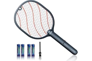 YsChois Electric Fly Swatter Electric Fly Zapper - Premium AA Batteries Included - Powerful Large Grid - Easy to Use - Lightweight Bug Zapper Racket for Indoor & Outdoor Use