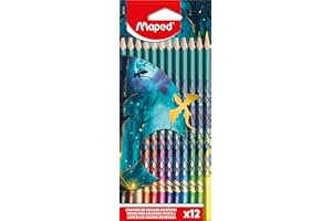 Maped - 12 Dragon coloured pencils - Resin pencil for children - Durable lead - Ergonomic triangular shape