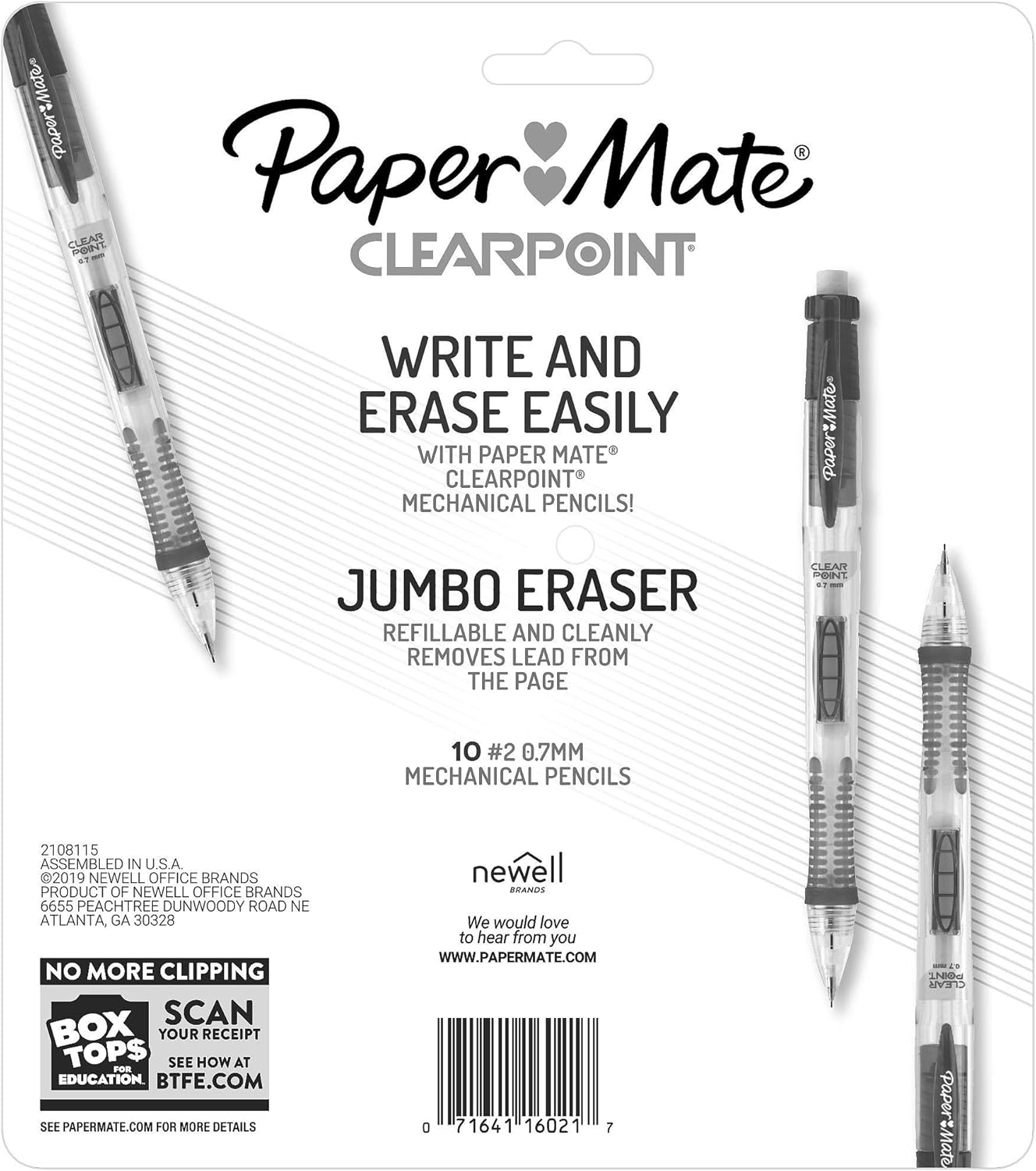 Paper Mate Clearpoint Mechanical Pencil, 0.7 mm, Assorted, Refillable, 10-pack : Office Products