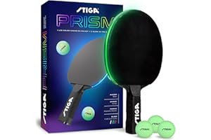 STIGA Prism LED Ping Pong Paddle - 5 LED Color Cycles - Red, Blue, Green, Purple, and White - Color Gradient Mode - Includes 
