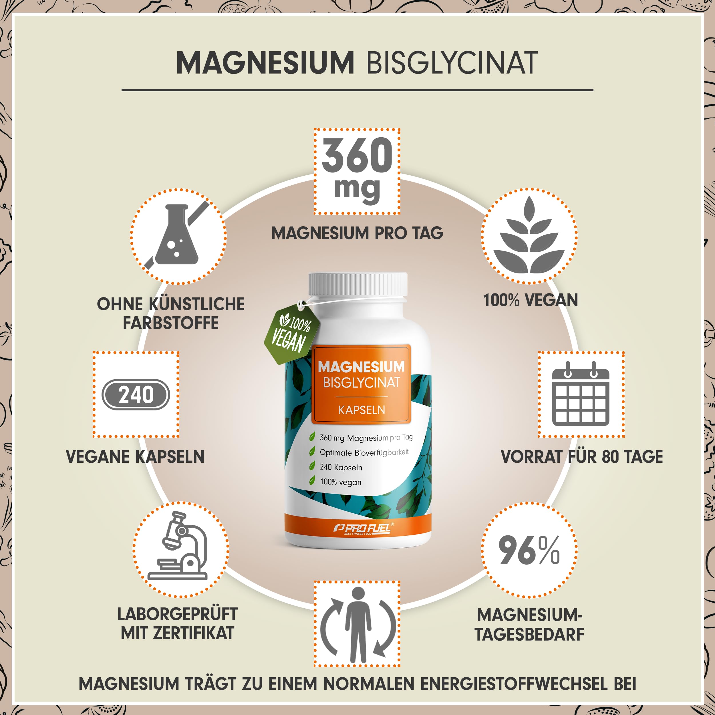 Magnesium Bisglycinat Kapseln 240x - 3000 mg Magnesium-Bisglycinat, davon 360 mg elementares Magnesium pro Tag - laborgeprüft mit Zertifikat - 100% vegan - Vorrat für 80 Tage 2