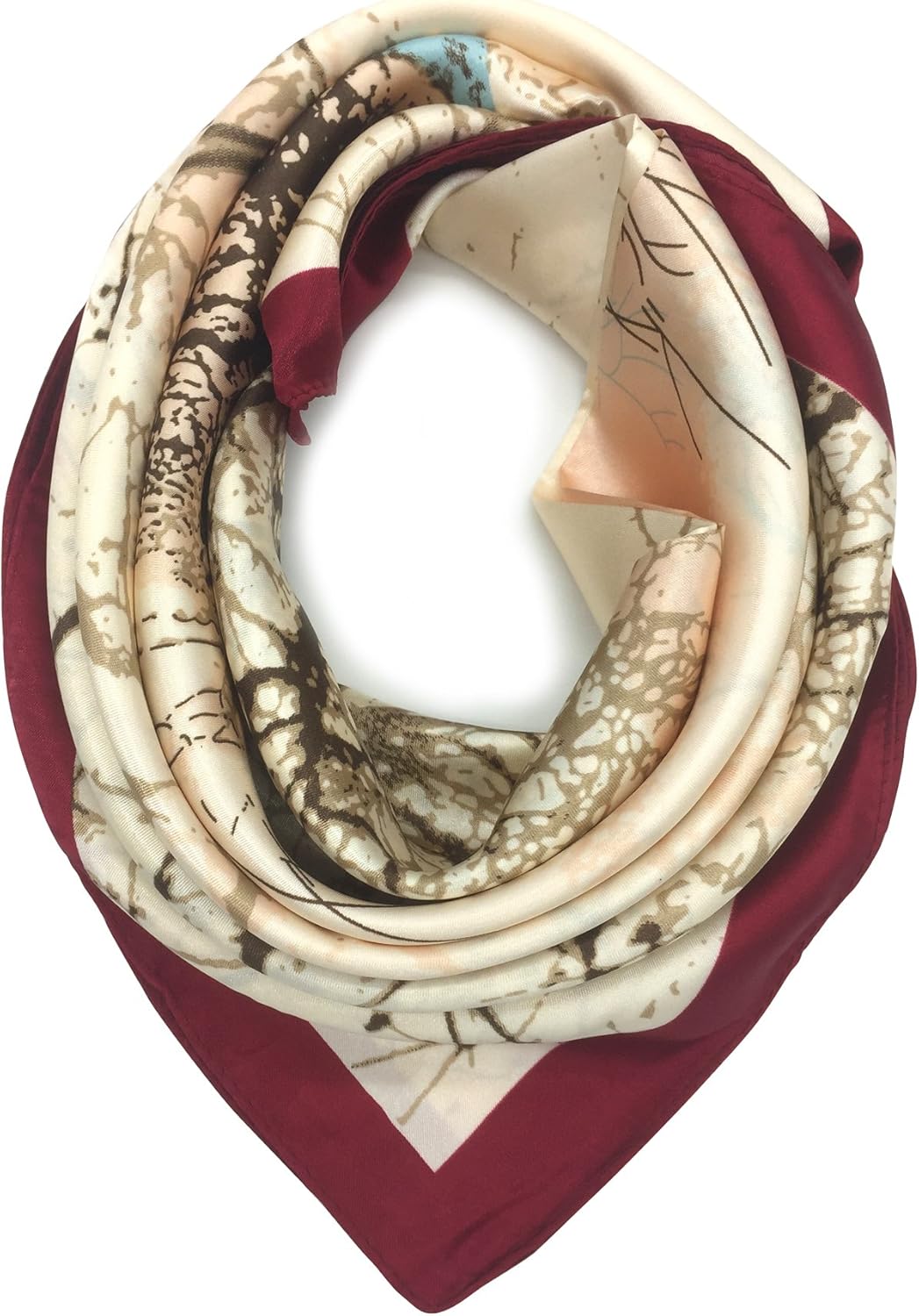 YOUR SMILE Silk Like Scarf Women's Fashion Pattern Large Square Satin Headscarf Headdress Black Chain Carriage at  Women’s Clothing store