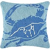 C&F Home Blue Crab Hooked Throw Pillow 18" x 18" Coastal Beach Nautical Themed 18" x 18" Blue