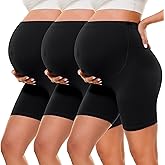 BONVIGOR Buttercloud Maternity Shorts Over The Belly- 5" Pregnancy Biker Shorts Lounge Yoga Pants