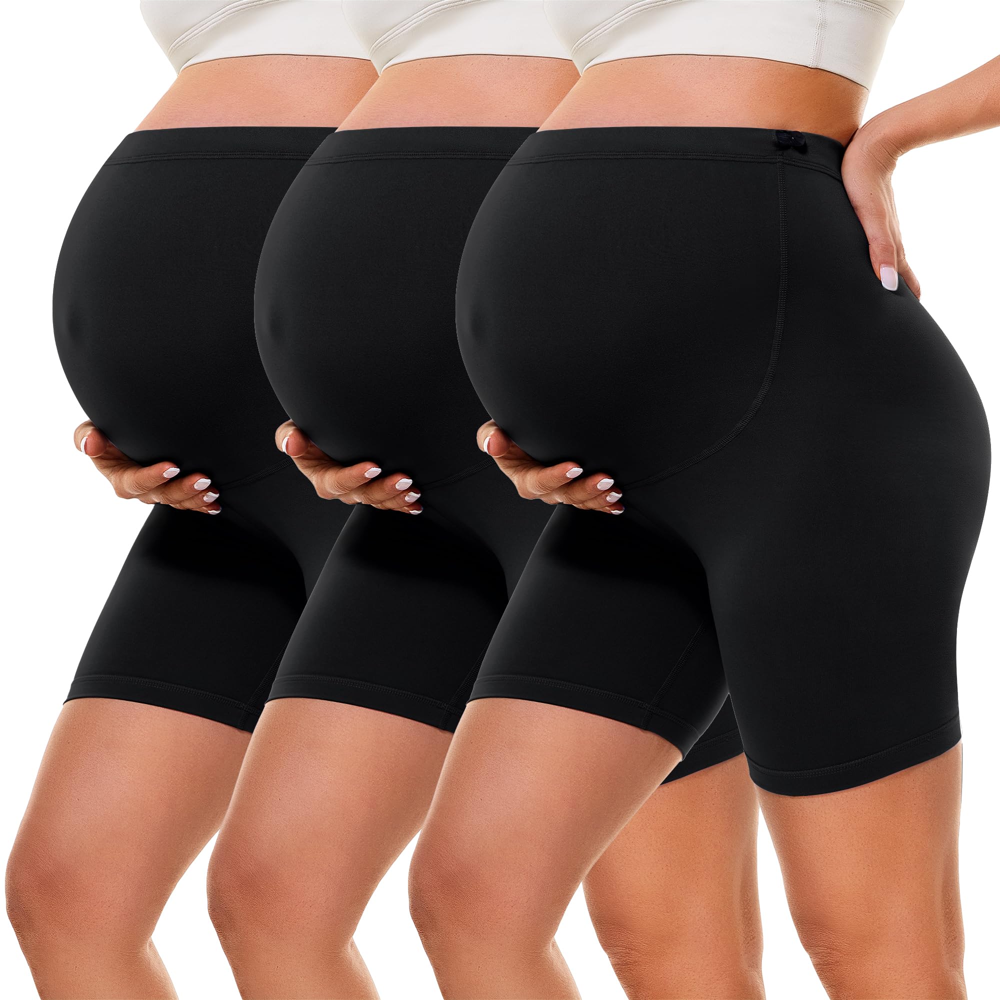 Photo 1 of BONVIGOR Buttercloud Maternity Shorts Over The Belly- 5" Pregnancy Biker Shorts Lounge Yoga Pants