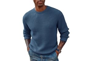 PJ PAUL JONES Mens Crewneck Pullover Sweater Waffle Textured Long Sleeve Knitted Sweaters