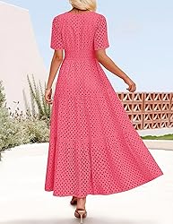 ZESICA Women's 2025 Summer Short Sleeve Maxi Dress