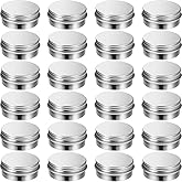 1/2 oz Metal Tins with Lids Mini Tin Containers Aluminum Small Round Tin Cans Silver Screw Top(24 Pack)