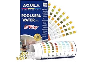 Aquila Pool & Spa Salt Water Test Strips, 8 Way Water Tester Kit, 125 Strips Testing pH, Total Alkalinity, Hardness, Cyanuric