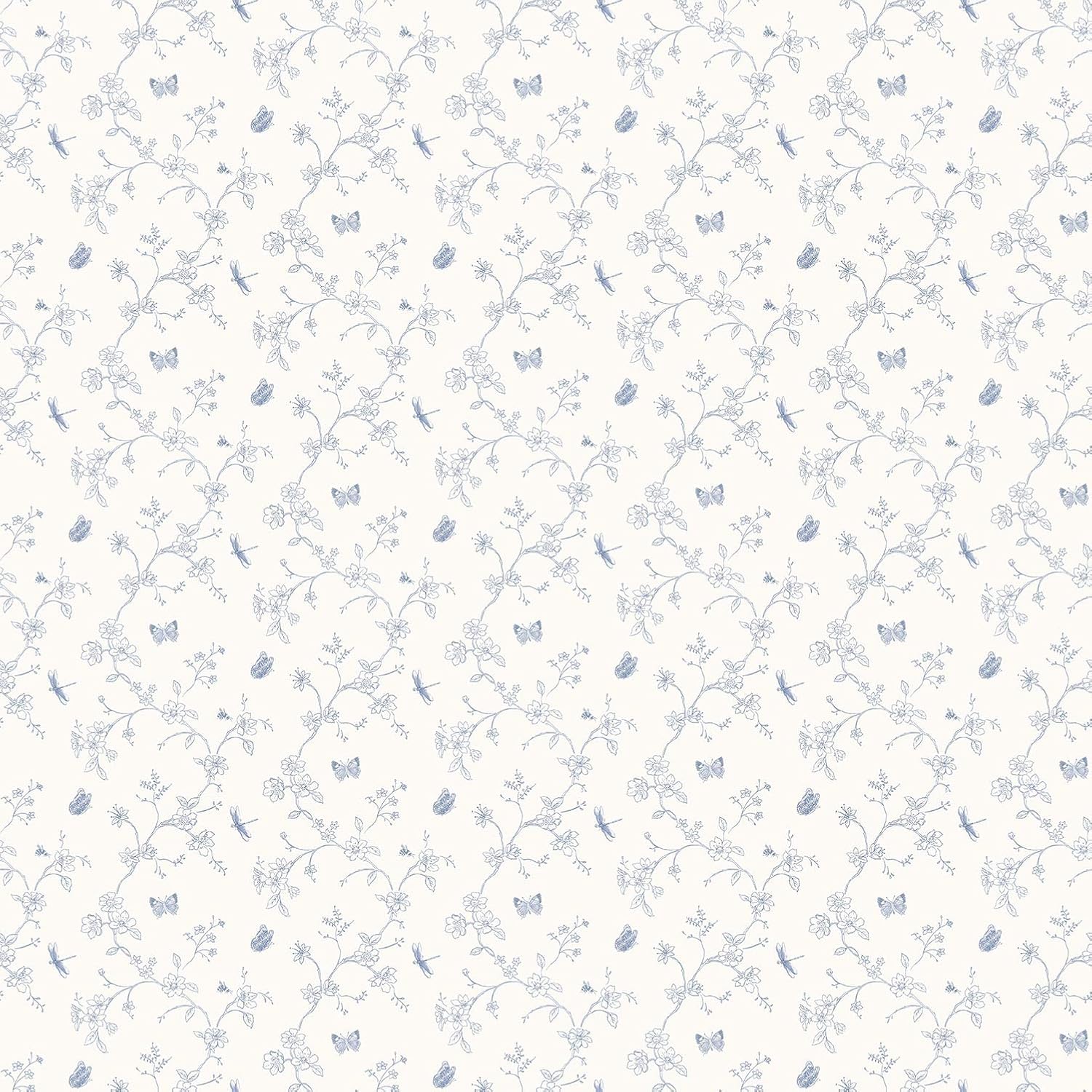 Galerie G67851 Miniatures 2 Botanical Trail Design Wallpaper, Blue/White, 10m x 53cm