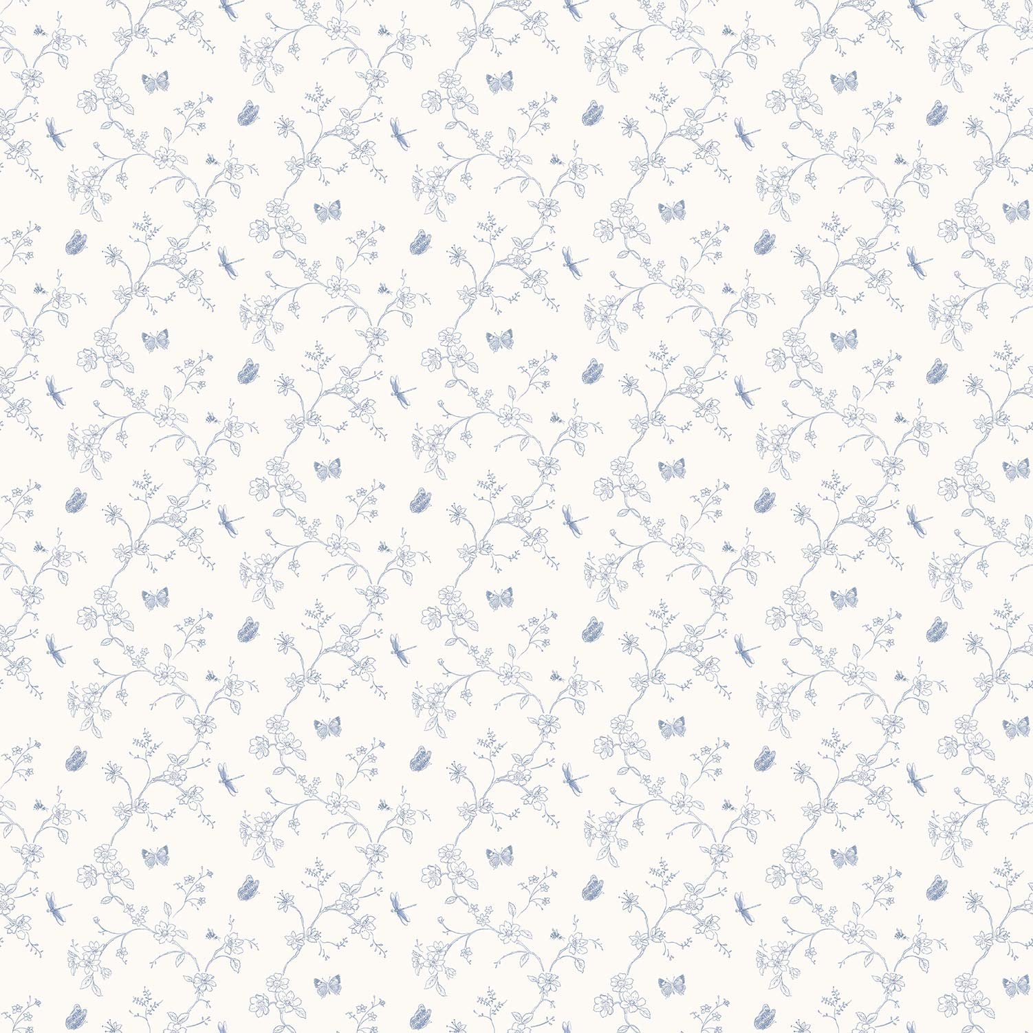 Galerie G67851 Miniatures 2 Botanical Trail Design Wallpaper, Blue/White, 10m x 53cm