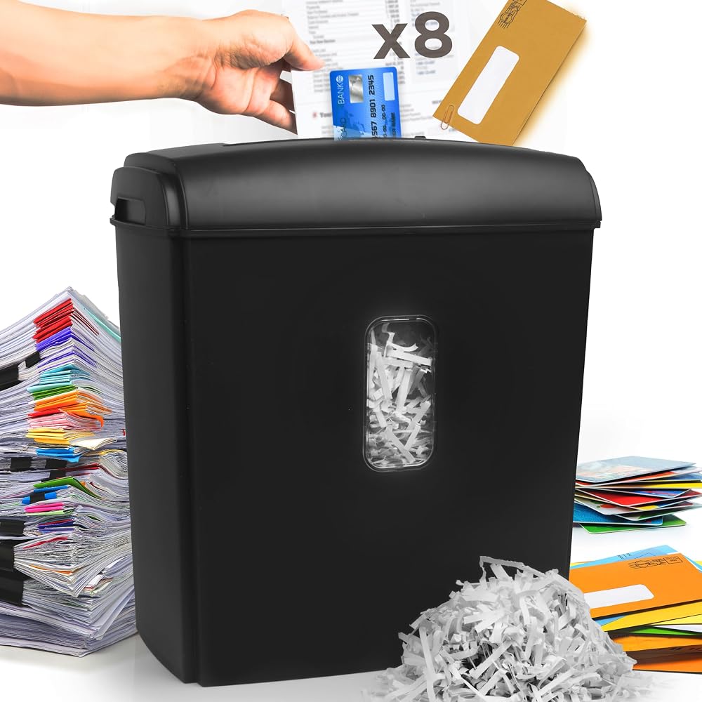Duronic PS815 Cross Cut Shredder 8 Sheets 15L Bin 250W Office Home