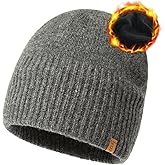 TOP-EX PolarWool™ Oversized L/XL/XXL 100% Merino Wool Beanie Fleece Lined Cuffed Watch Fisherman Cap