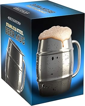 Amazon Com Nuvantee Beer Mug Premium Stainless Steel Mug Coffee Cup With Bonus Lid Silver Beer Mugs Steins