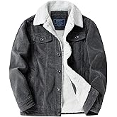 LOUECHY Men's Corduroy Sherpa Lined Trucker Jacket Thickened Warm Winter Coats