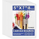 5x7 Inch Canvas Boards for Painting, 8 Pack Primed Acid-Free Blank Canvas Panels, Mini Canvas for Beginners & Artist, Small Canvases for Painting for Classroom and Painting Parties.