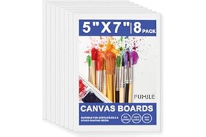 FUMILE 5x7 Inch Canvas Boards for Painting, 8 Pack Primed Acid-Free Blank Canvas Panels, Mini Canvas for Beginners & Artist, Small Canvases for Painting for Classroom and Painting Parties.