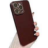Caseative for iPhone 15 Pro Max Case,Solid Color Full Camera Lens Protection Phone Case (Wine Red)